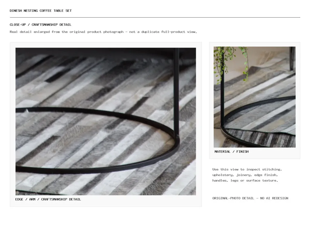 Dinesh Nesting Coffee Table Set Closeup