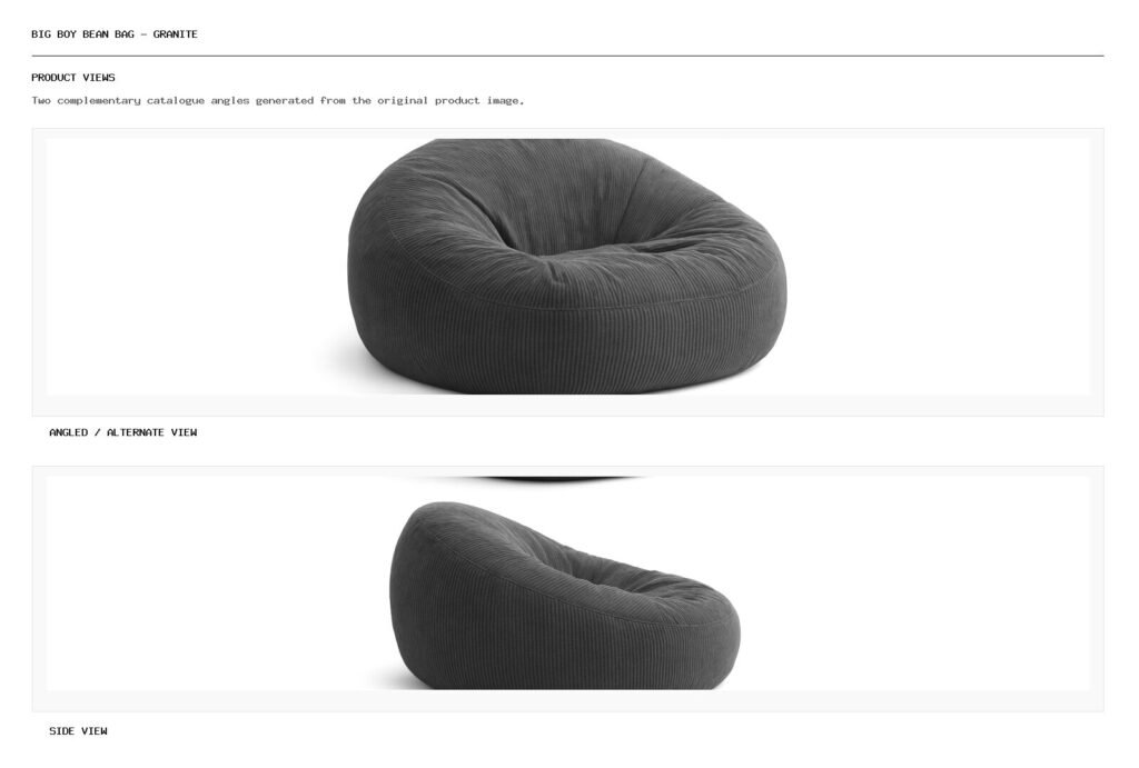 Big Boy Bean Bag - Granite angled alternate and side product views