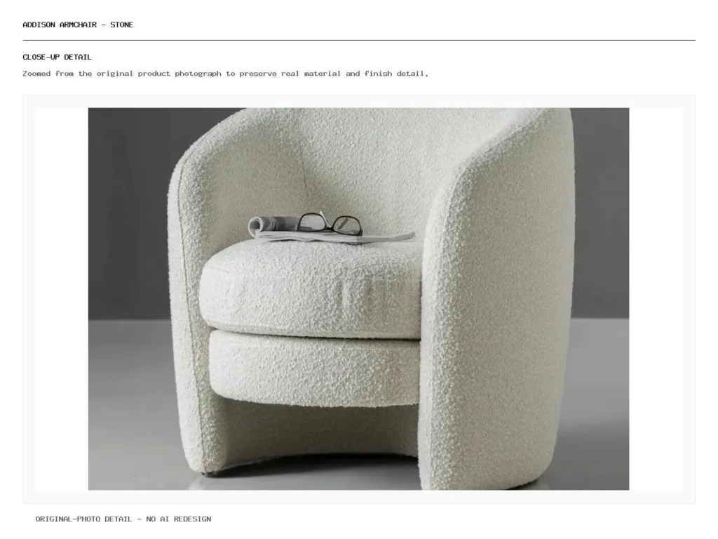 Addison Armchair - Stone Closeup