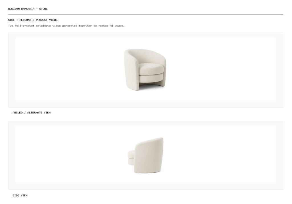 Addison Armchair - Stone angled alternate and side product views