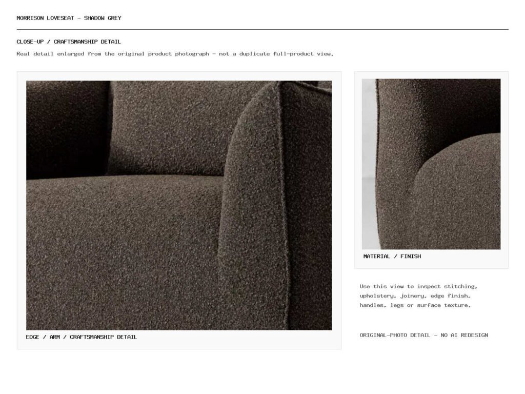 Morrison Loveseat - Shadow Grey Closeup