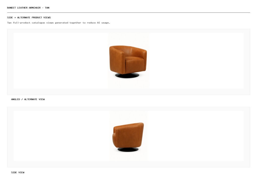 Bandit Leather Armchair - Tan angled alternate and side product views