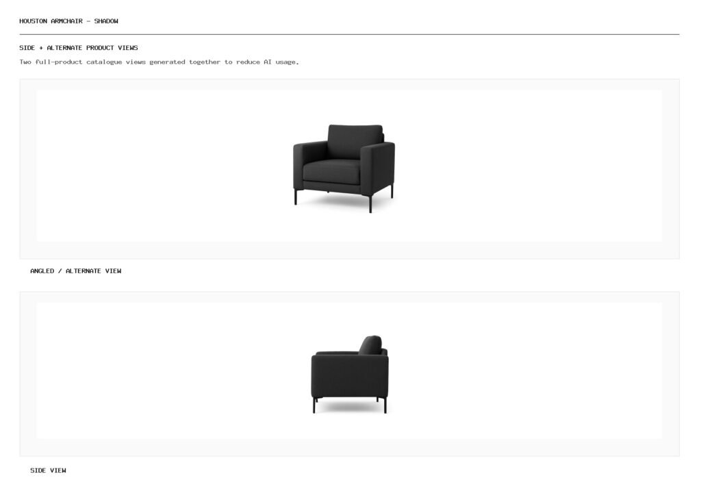 Houston Armchair - Shadow angled alternate and side product views
