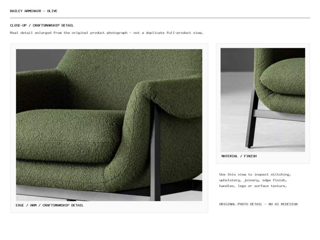 Bailey Armchair - Olive Closeup