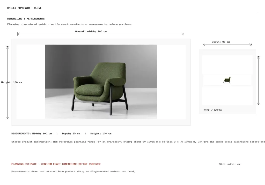 Bailey Armchair - Olive Dimension