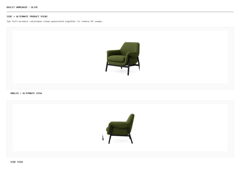 Bailey Armchair - Olive angled alternate and side product views