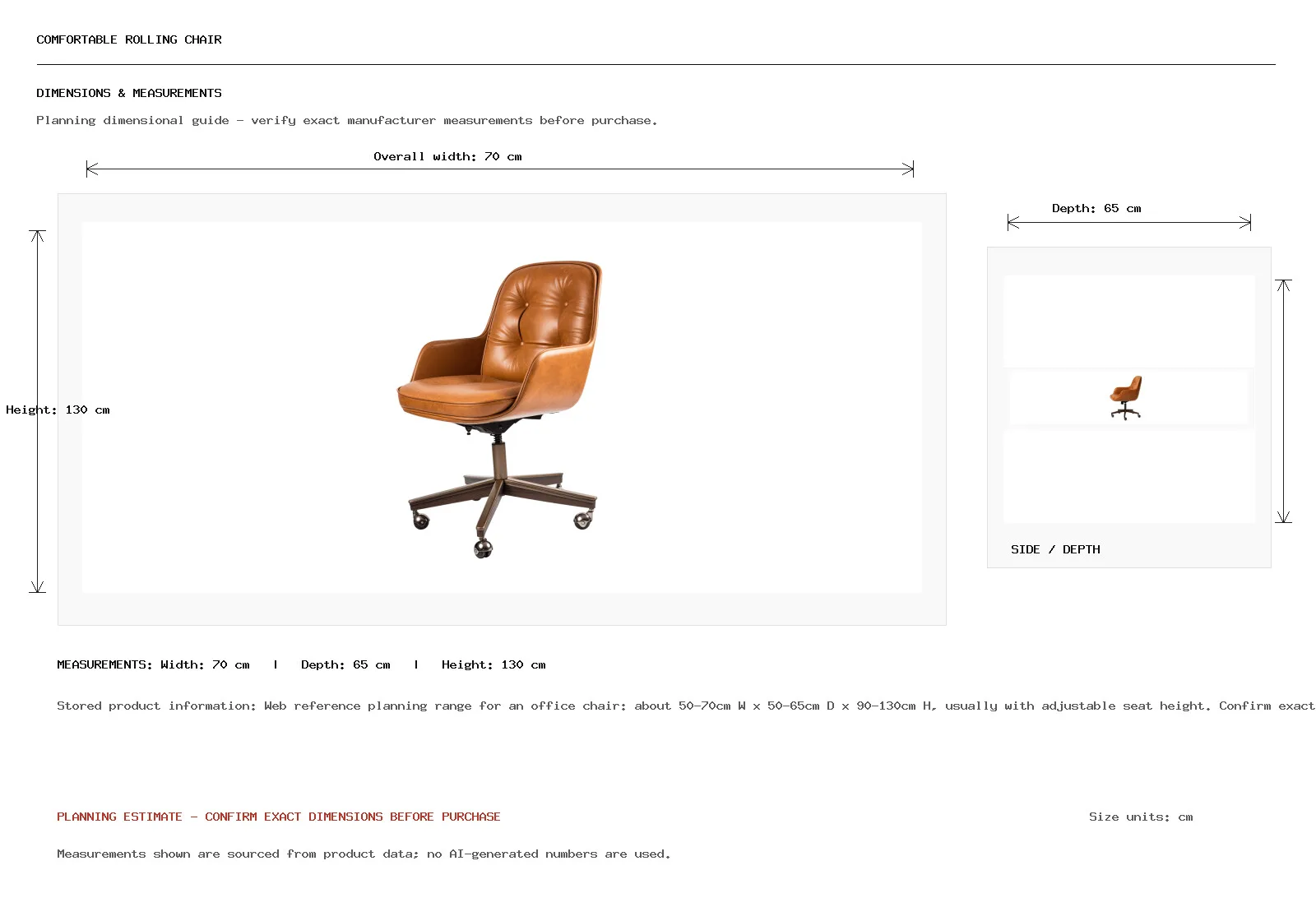 Comfortable Rolling Chair Dimension