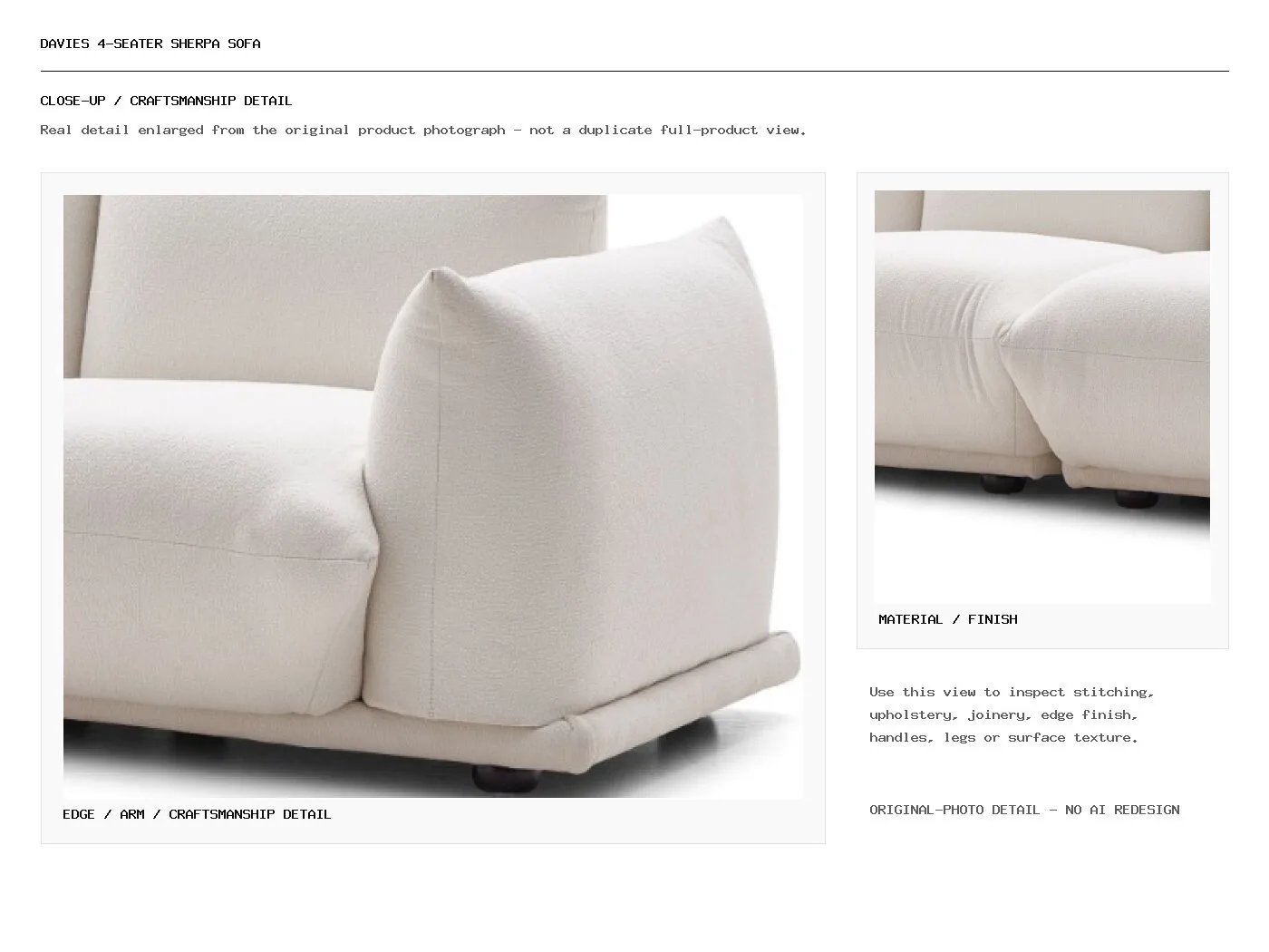 Davies 4-Seater Sherpa Sofa Closeup
