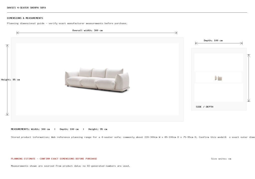 Davies 4-Seater Sherpa Sofa Dimension