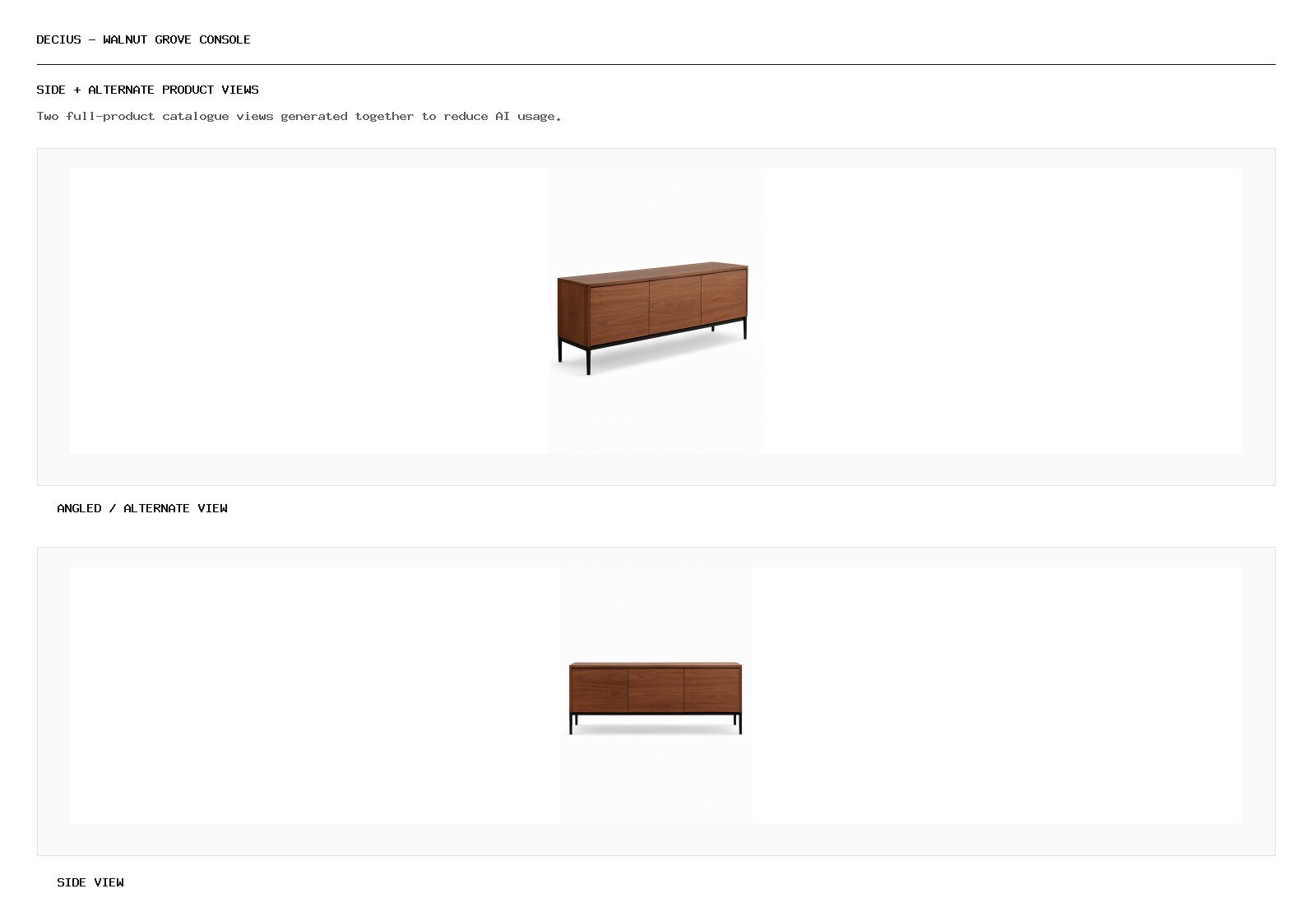 Decius – Walnut Grove Console angled alternate and side product views