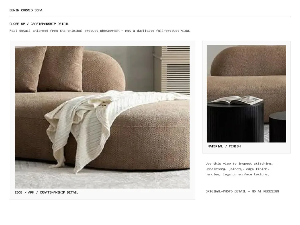 Benin Curved Sofa Closeup