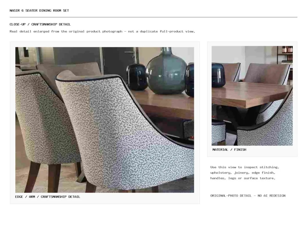 Nasir 6 Seater Dining Room Set Closeup