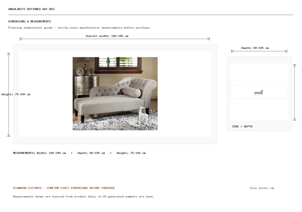 ANGULARITY Buttoned Day Bed Dimension