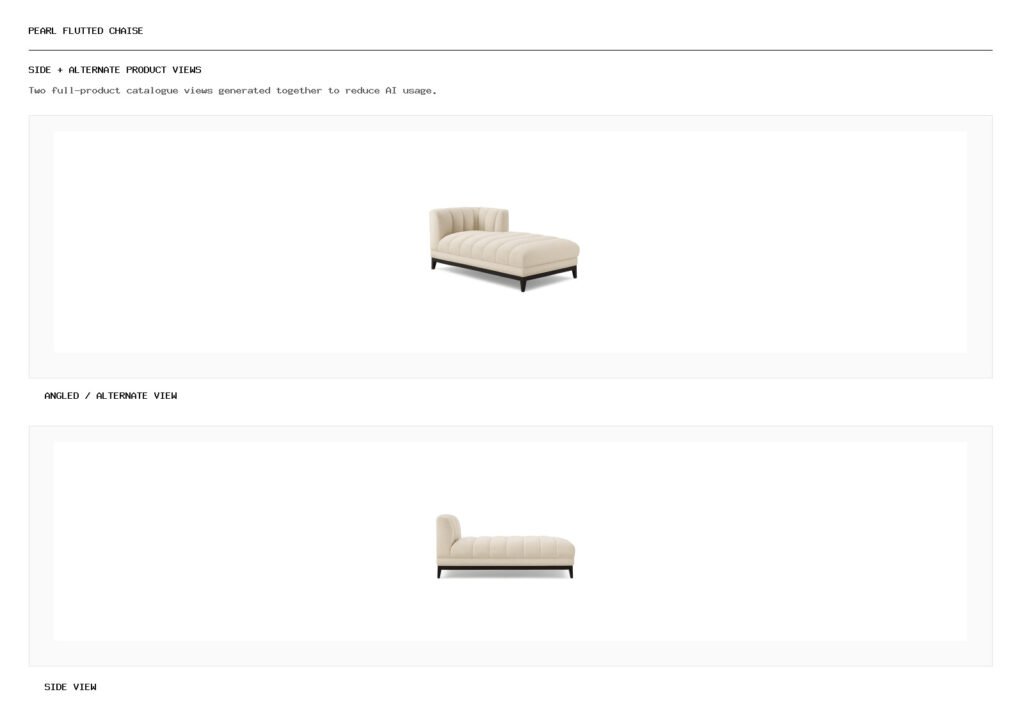Pearl Flutted Chaise angled alternate and side product views