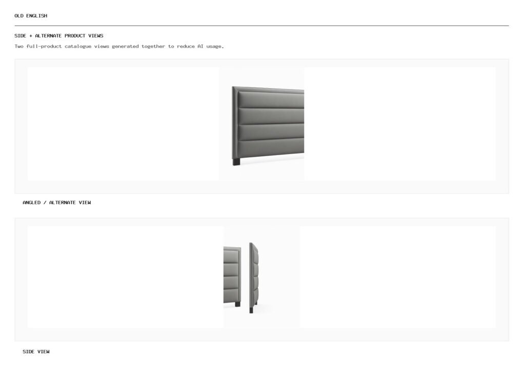 Old English angled alternate and side product views