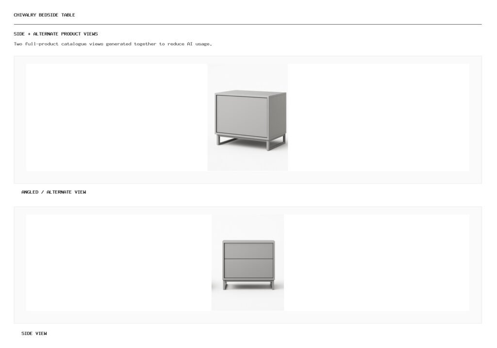 Chivalry Bedside Table angled alternate and side product views