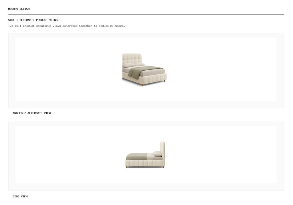 Mesaru Sleigh angled alternate and side product views