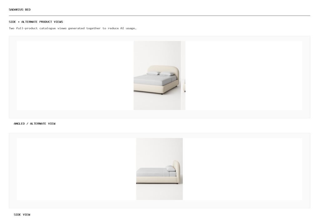 Sadarius Bed angled alternate and side product views
