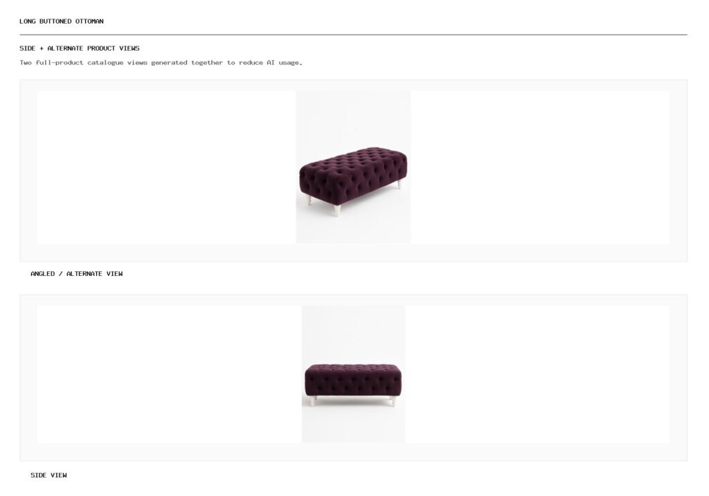 Long Buttoned Ottoman angled alternate and side product views