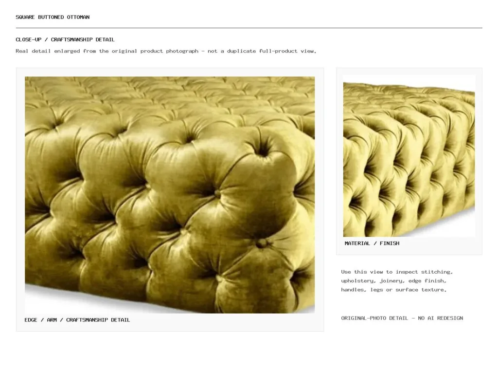 Square Buttoned Ottoman Closeup