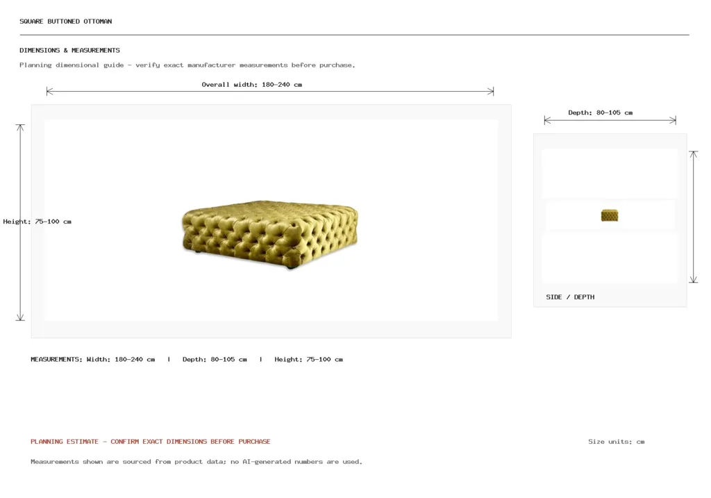 Square Buttoned Ottoman Dimension