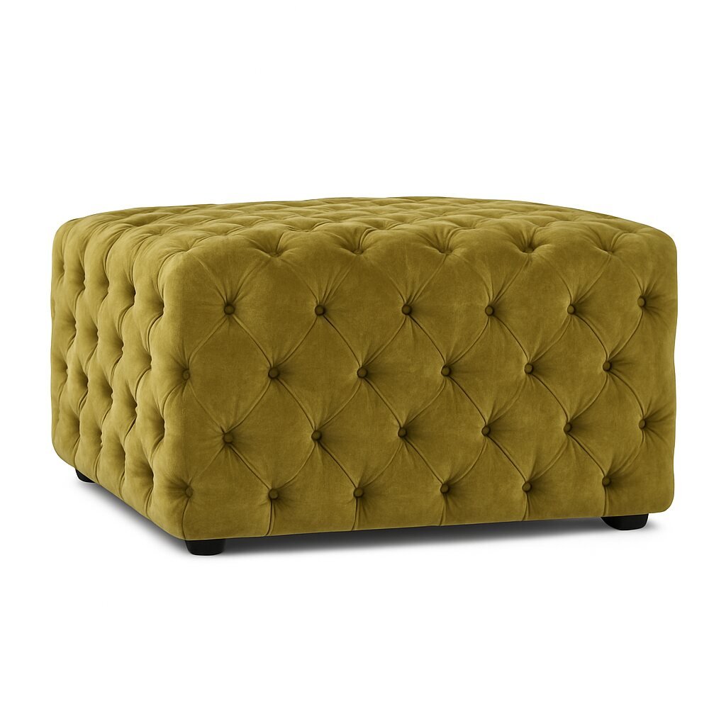 Square Buttoned Ottoman Rear