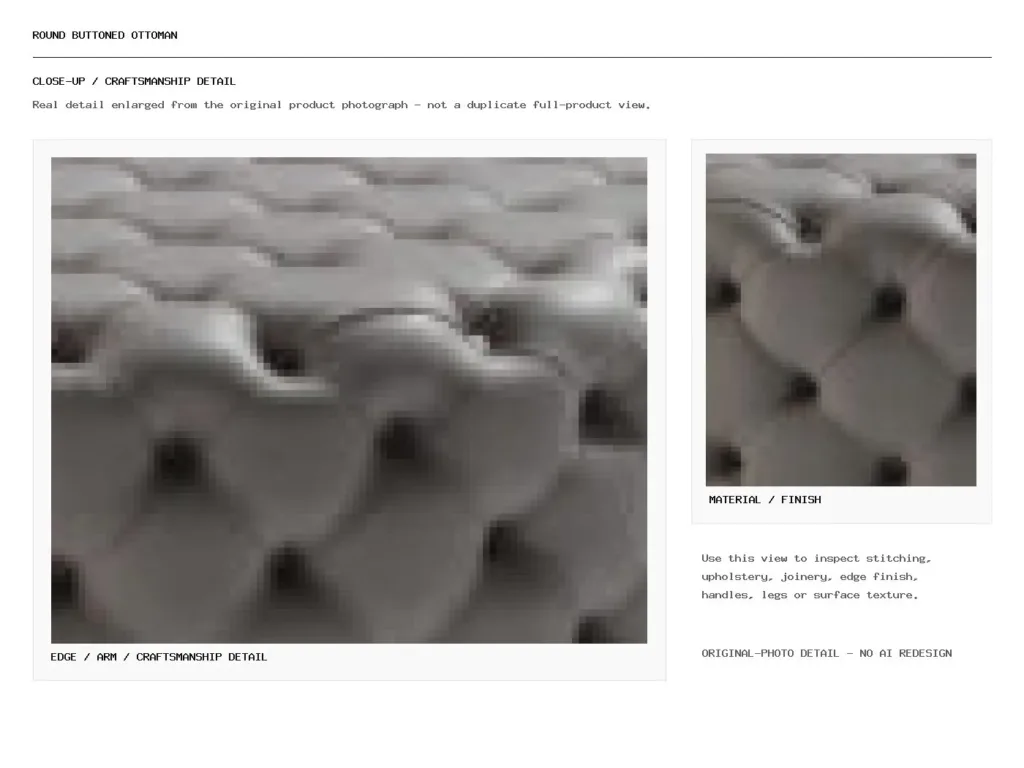 Round Buttoned Ottoman Closeup
