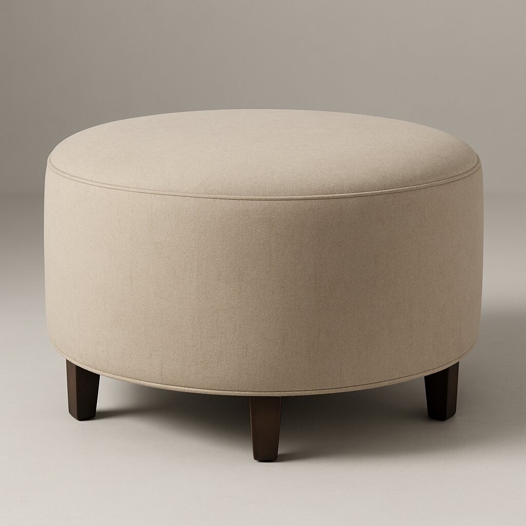 Round Buttoned Ottoman Rear