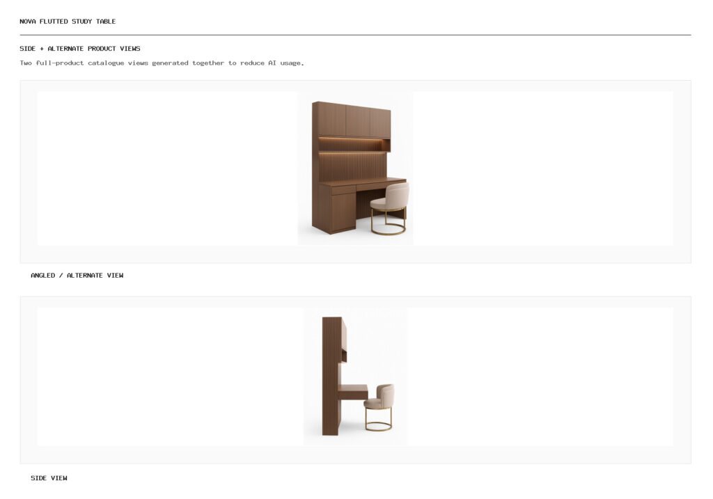 NOVA Flutted Study Table angled alternate and side product views