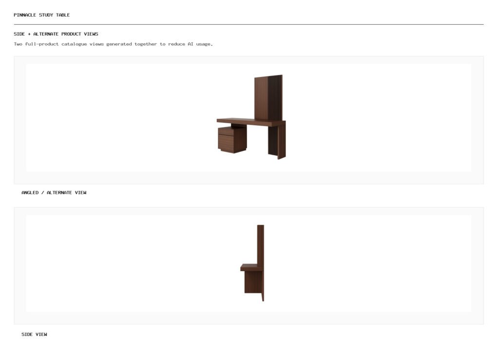 Pinnacle Study Table angled alternate and side product views
