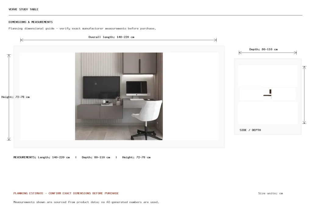 Verve Study Table Dimension