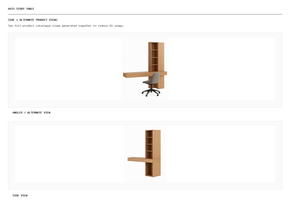 AXIS Study Table angled alternate and side product views