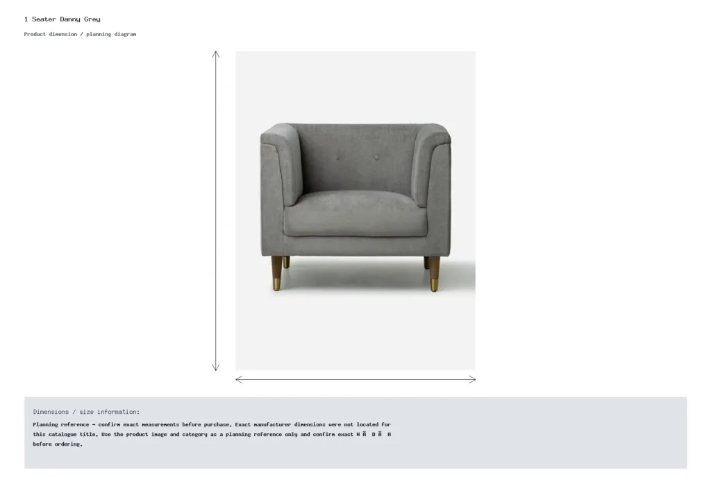 1 Seater Danny Grey Dimension