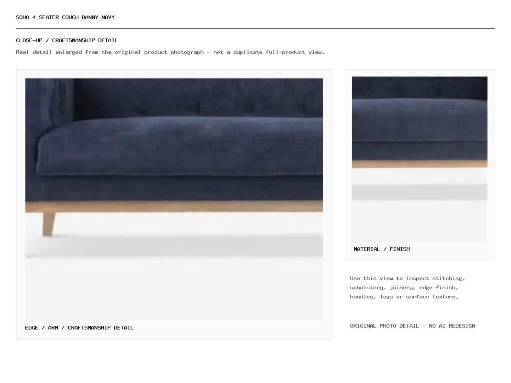 Soho 4 Seater Couch Danny Navy Closeup