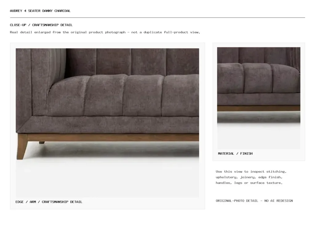 Audrey 4 Seater Danny Charcoal Closeup