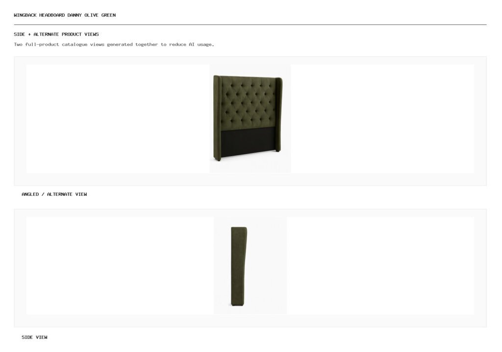 Wingback Headboard Danny Olive Green angled alternate and side product views