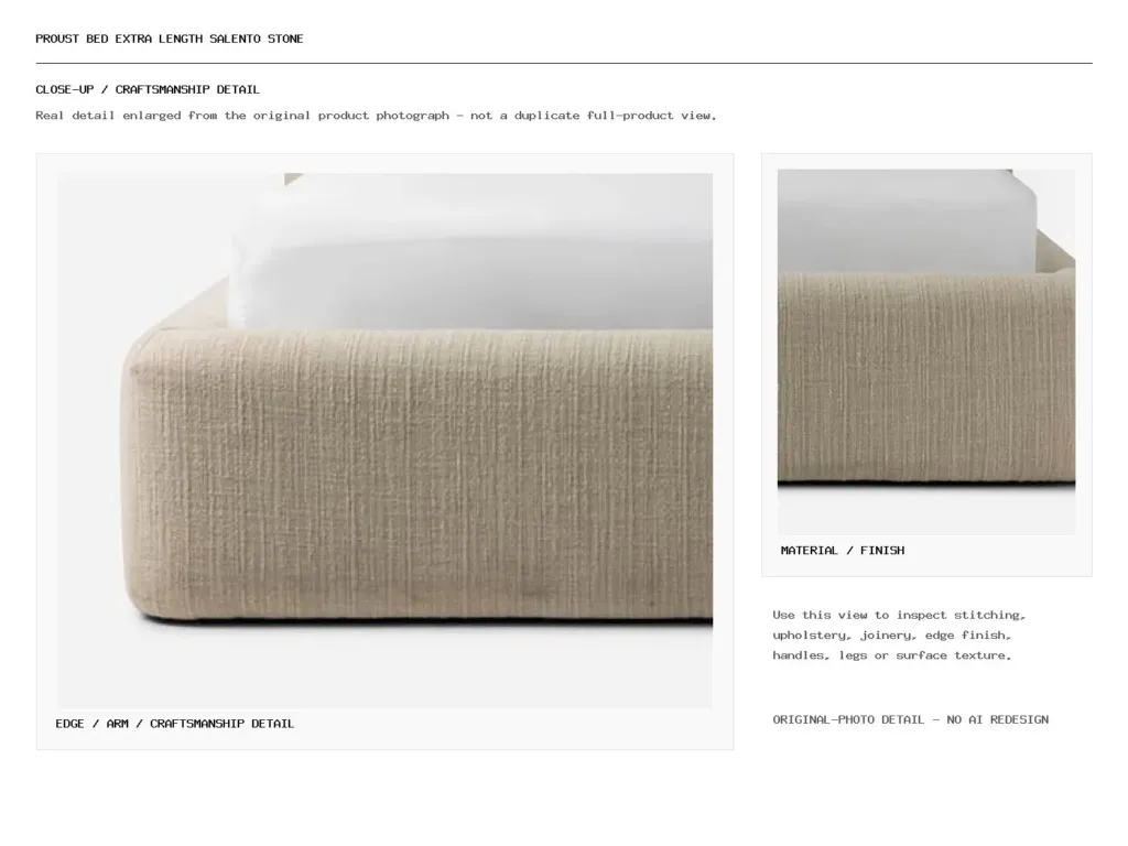 Proust Bed Extra Length Salento Stone Closeup