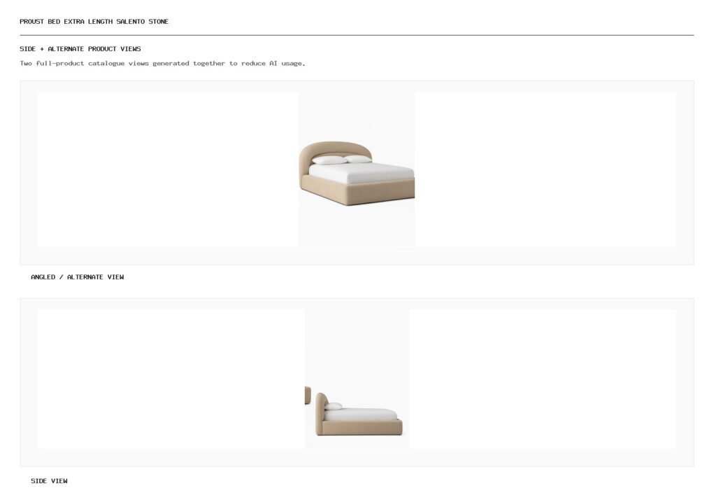 Proust Bed Extra Length Salento Stone angled alternate and side product views
