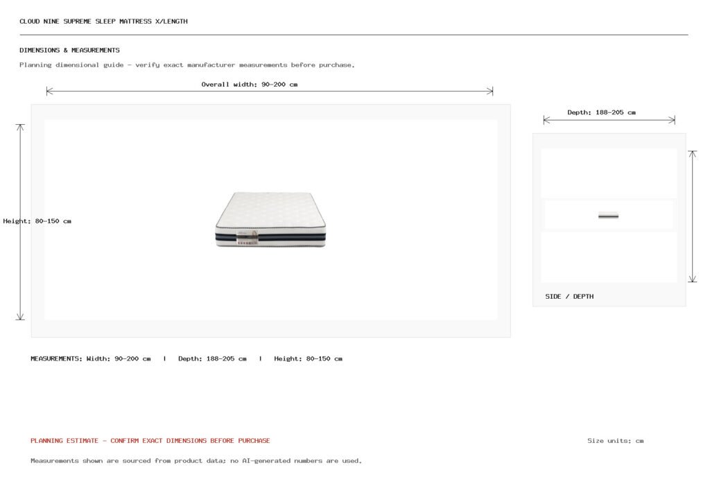 cloud nine supreme sleep mattress x/length Dimension