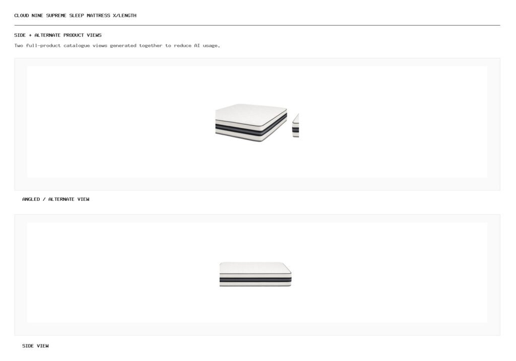 cloud nine supreme sleep mattress x/length angled alternate and side product views