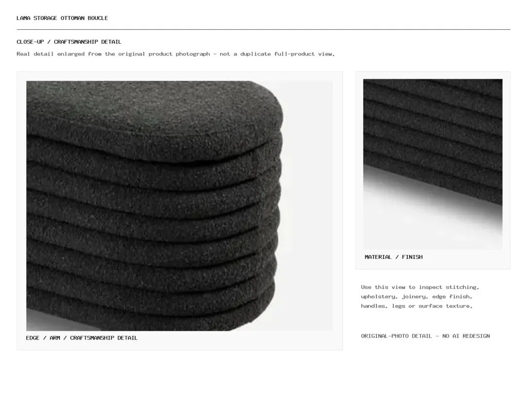 Lama Storage Ottoman Boucle Closeup