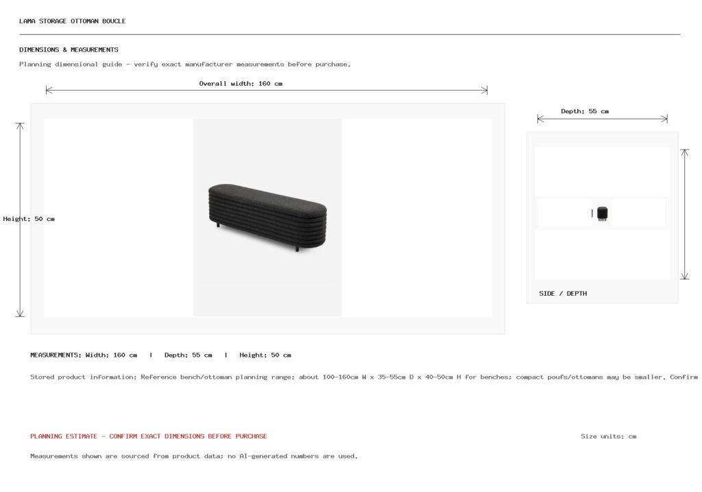 Lama Storage Ottoman Boucle Dimension