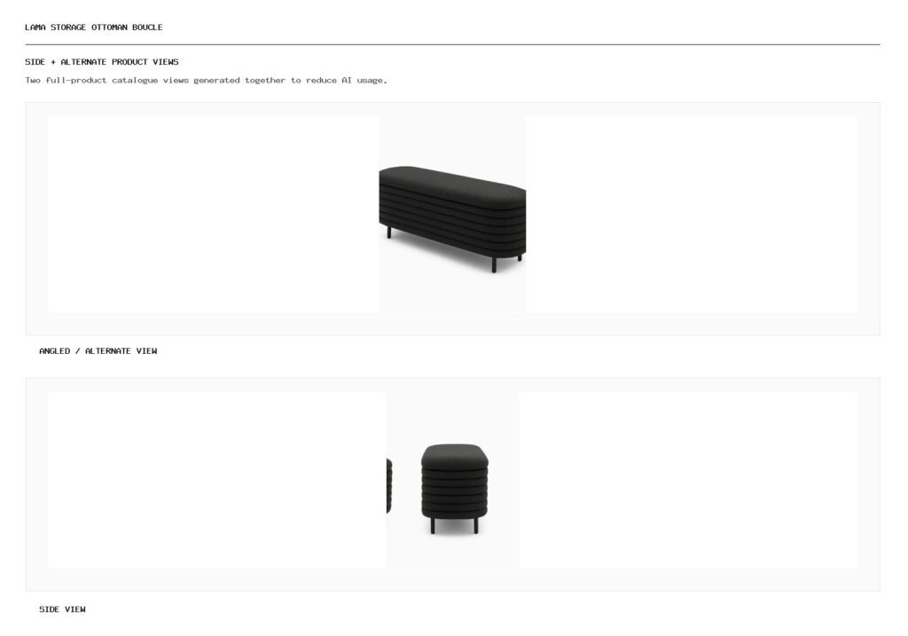 Lama Storage Ottoman Boucle angled alternate and side product views