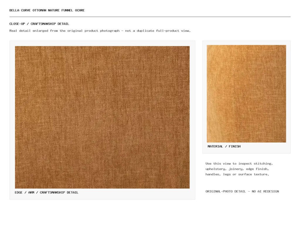 Bella Curve Ottoman Nature Funnel Ochre Closeup