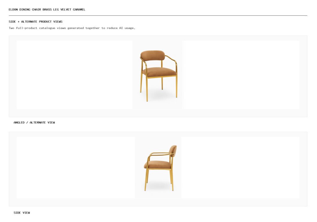 Eldon Dining Chair Brass Leg Velvet Caramel angled alternate and side product views