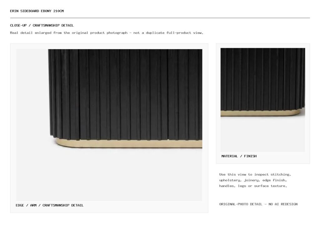 Erin Sideboard Ebony 210cm Closeup