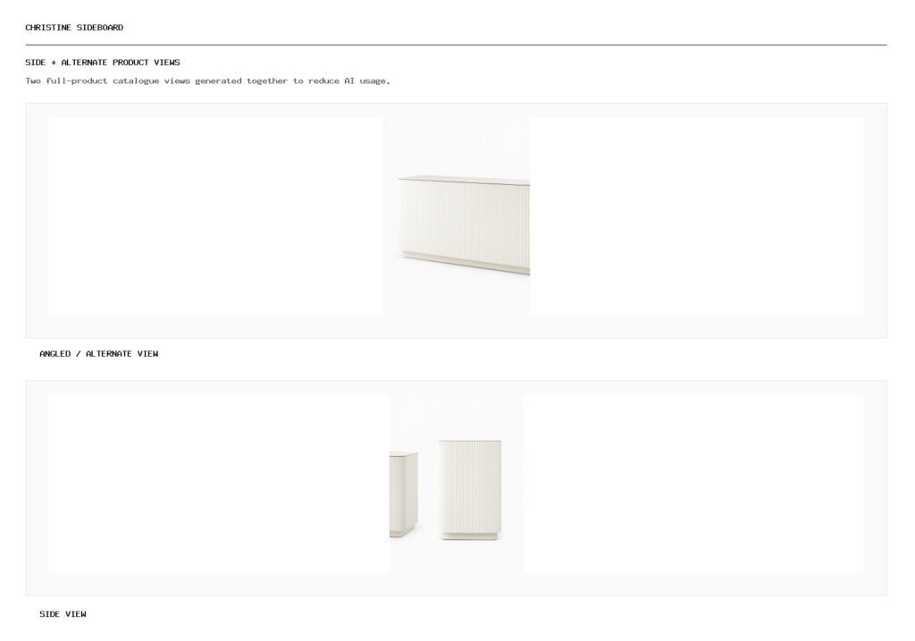 Christine Sideboard angled alternate and side product views