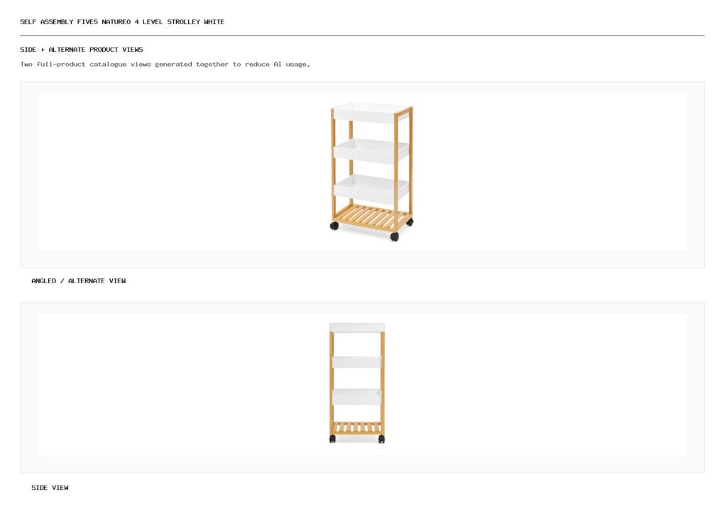 Self Assembly Five5 Natureo 4 Level Strolley White angled alternate and side product views