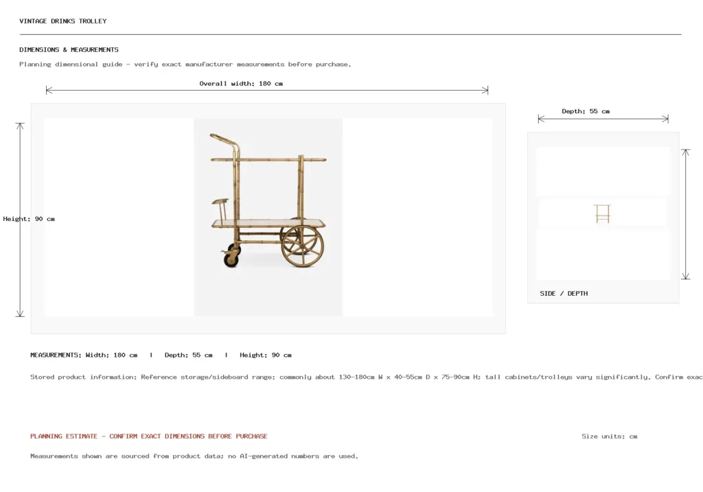 vintage drinks trolley Dimension