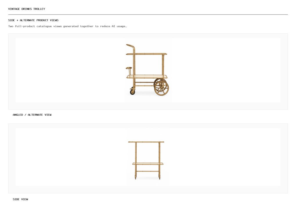 vintage drinks trolley angled alternate and side product views